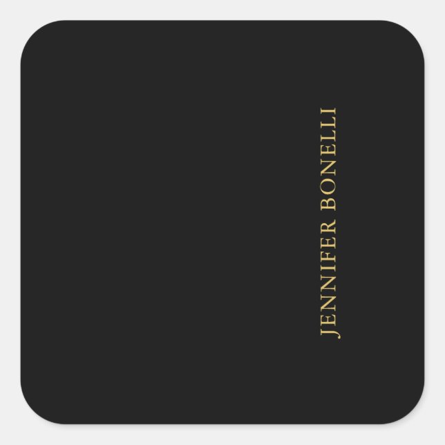 Black Gold Colours Professional Trendy Modern Plai Square Sticker (Front)