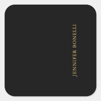 Black Gold Colours Professional Trendy Modern Plai Square Sticker