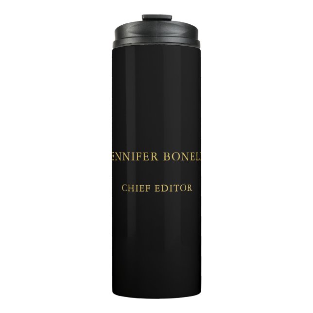 Black Gold Colours Professional Trendy Modern Plai Thermal Tumbler (Front)