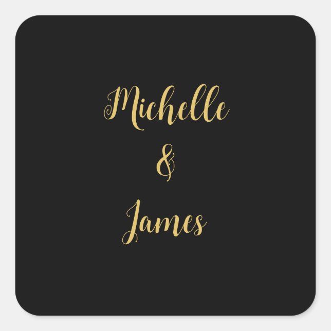 Black & Gold Colours Professional Trendy Modern Square Sticker (Front)