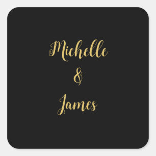 Black & Gold Colours Professional Trendy Modern Square Sticker