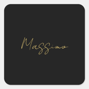 Black Gold Colours Trendy Modern Plain Own Name Square Sticker