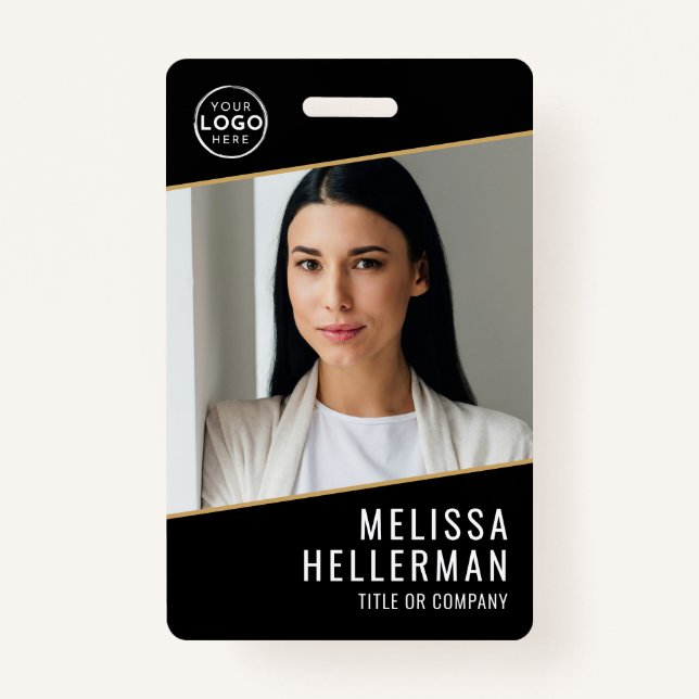 Black Gold Company Logo Employee ID ID Badge (Front)