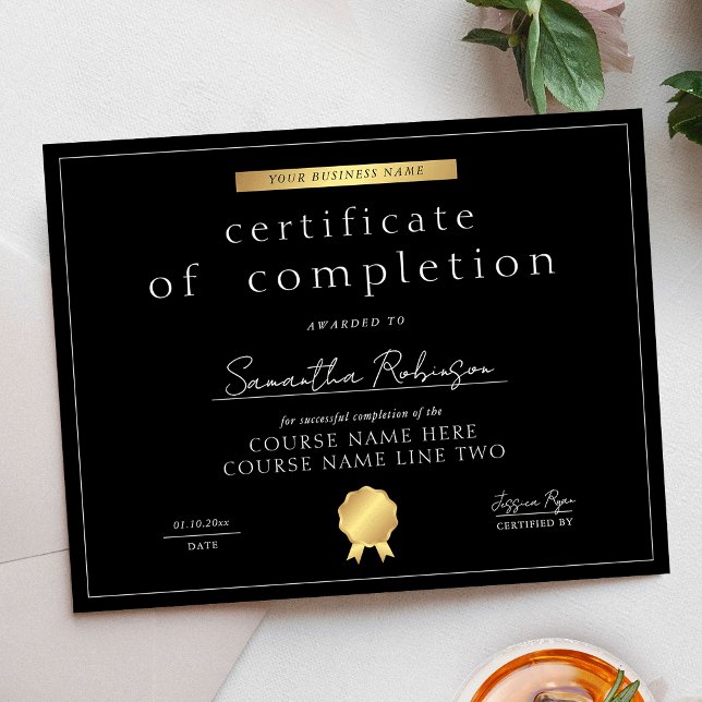 Black & Gold Completion Certificate Course Award (Creator Uploaded)