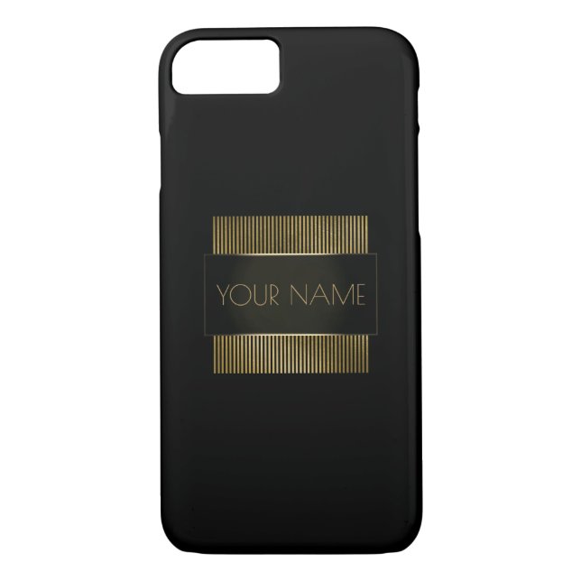 Black Gold Conceptual Minimal Name Geometry Case-Mate iPhone Case (Back)