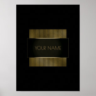 Black Gold Conceptual Minimal Name Geometry Poster