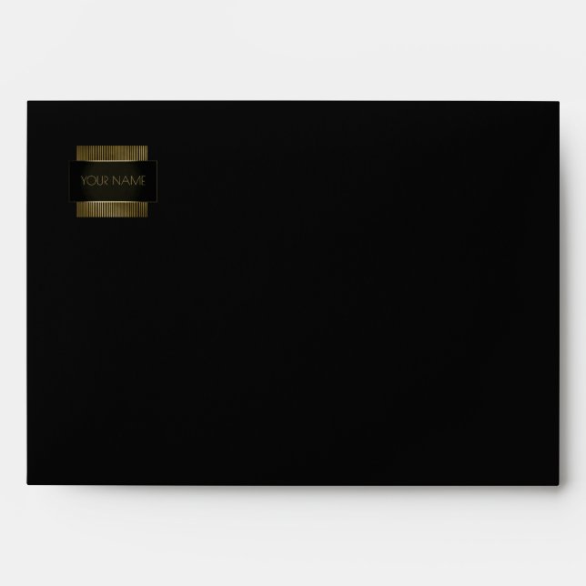 Black Gold Conceptual Minimal Name Luxury Branding Envelope (Front)