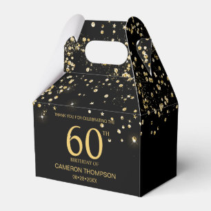 Black Gold Confetti 60th birthday Elegant custom Favour Box