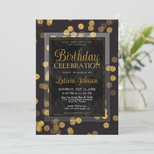 Black Gold Confetti Birthday Celebration Party Save The Date