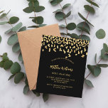 Black gold confetti birthday invitation<br><div class="desc">A modern,  elegant and invitation.  A black background decorated with faux gold confetti.  Personalise and add a name and details.  

1 sheet = 1 invitation printed edge to edge.</div>