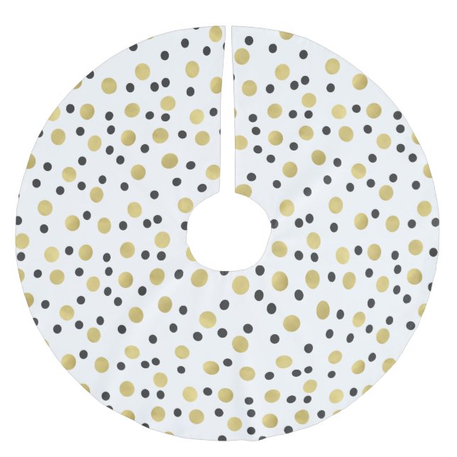 Black Gold Confetti Brushed Polyester Tree Skirt (Front)