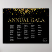 Black Gold confetti Company Event seating chart