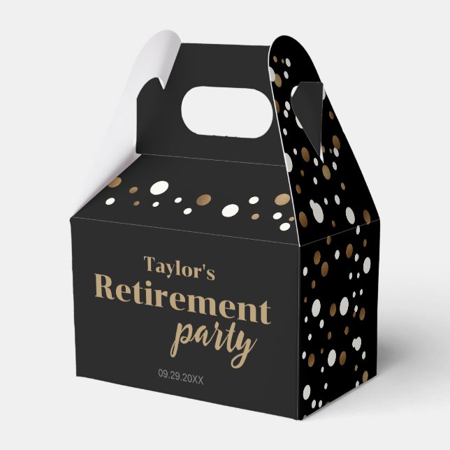 Black gold confetti Custom Retirement party favour Favour Box (Back Side)
