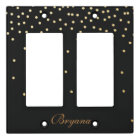 Black & Gold Confetti Dots Light Switch Cover