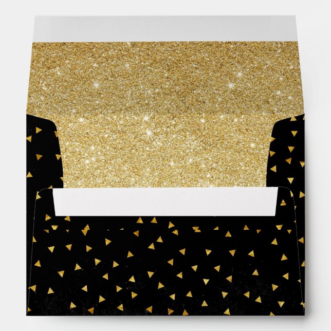 Black & Gold Confetti - Envelope (Back (Bottom))