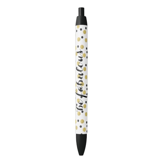 Black Gold Confetti Fabulous Black Ink Pen (Front Vertical)