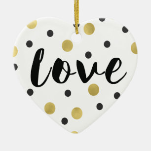 Black Gold Confetti Love Ceramic Tree Decoration