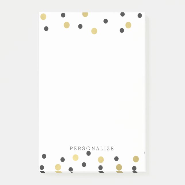 Black Gold Confetti Post-it Notes (Front)