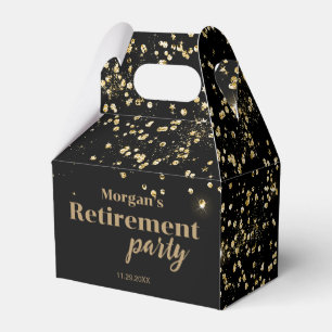 Black Gold confetti Retirement party Custom Favour Box