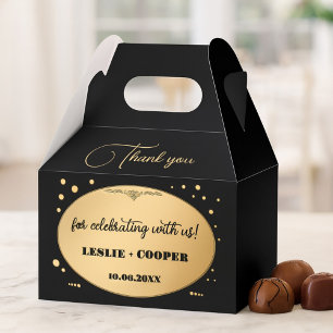 Black Gold Confetti Wedding Thank You Favour Box