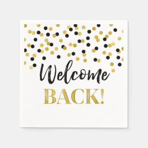 Black Gold Confetti Welcome Back Napkin