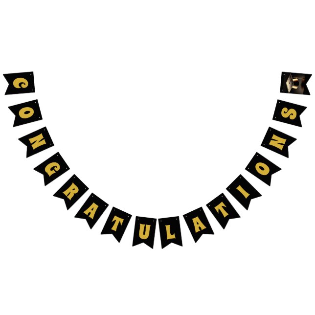 Black & Gold "Congratulations" Bunting Banner (All)