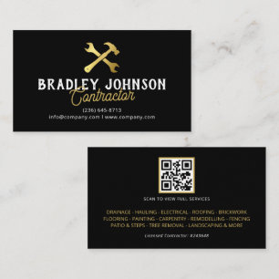 Black Gold Construction Building QR Code Business Card