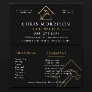 Black Gold Construction Contractor Professional Business Card
