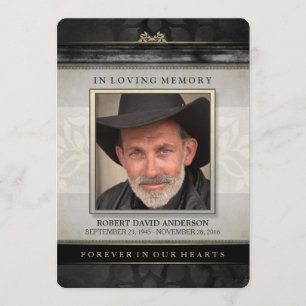 Black Gold Contemporary Memorial Service Invite