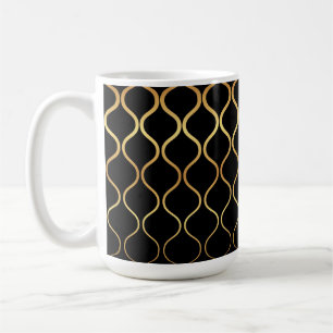 Black, gold, cool, trendy, retro abstract design coffee mug