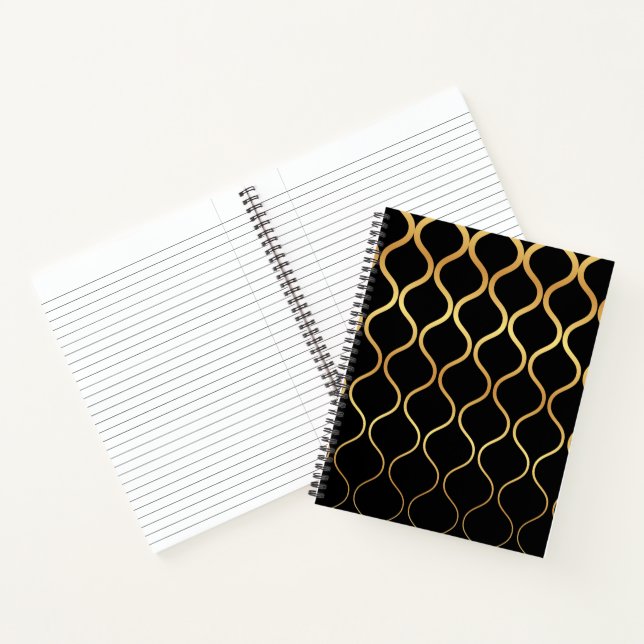 Black, gold, cool, trendy, retro abstract design notebook (Inside)