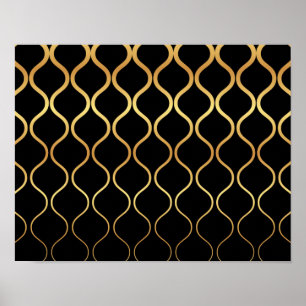 Black, gold, cool, trendy, retro abstract design poster