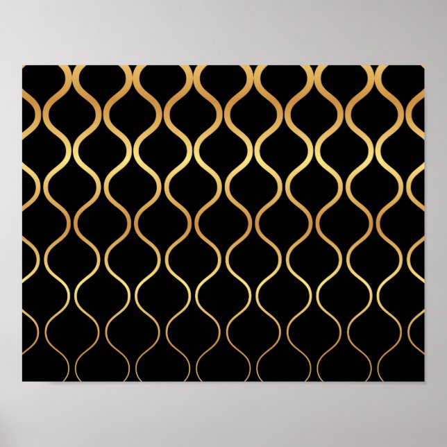 Black, gold, cool, trendy, retro abstract design poster (Front)