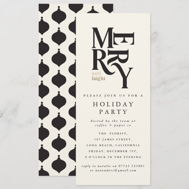 Black & gold corporate Christmas holiday party Invitation (Front/Back)