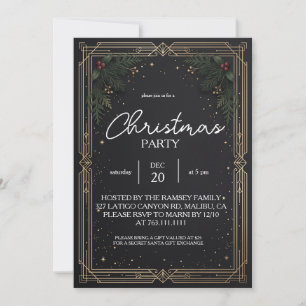Black Gold Corporate Christmas Party Invitation