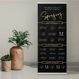 Black Gold Corporate Event Sponsor Logos Backdrop Retractable Banner