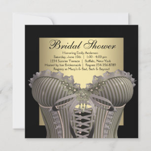 Black Gold Corset Bridal Shower Invitation