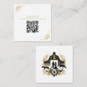 Black & Gold Country Wedding with QR Code Enclosure Card