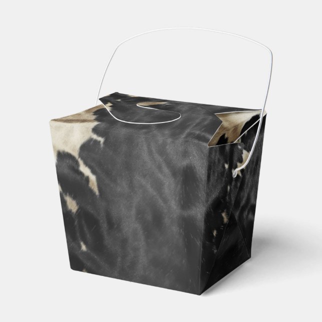 Black Gold Cream Western Cowhide Favour Box (Front Side)