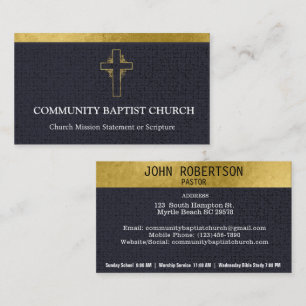 Black Gold Cross Elegant Church Business Cards