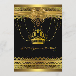 Black & Gold Crown Baby Shower Invitation