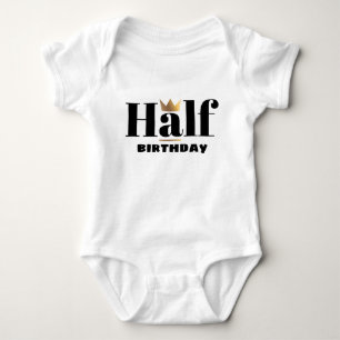 Black Gold Crown Half Birthday Baby Bodysuit