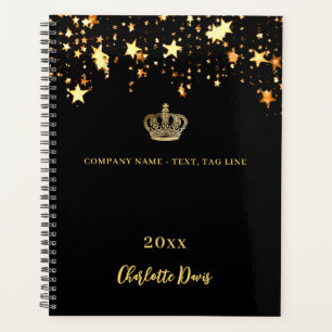 Black gold crown stars name year business 2026 planner