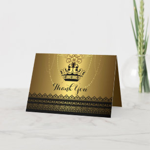 Black & Gold Crown Thank You Card