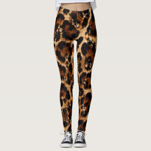 Black & Gold Crystal Tiger Pattern Leggings