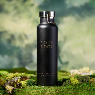 Black & Gold Custom Business Logo Promotional Water Bottle