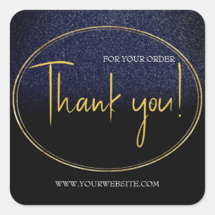 Black & Gold Custom Business Thank You  Square  Sticker