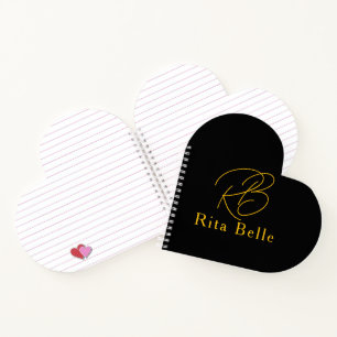 Black Gold Custom Name Elegant Notebook