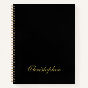 Black Gold Custom Name Minimalist Elegant Men Notebook