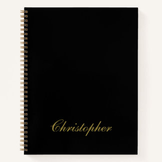 Black Gold Custom Name Minimalist Elegant Men Notebook